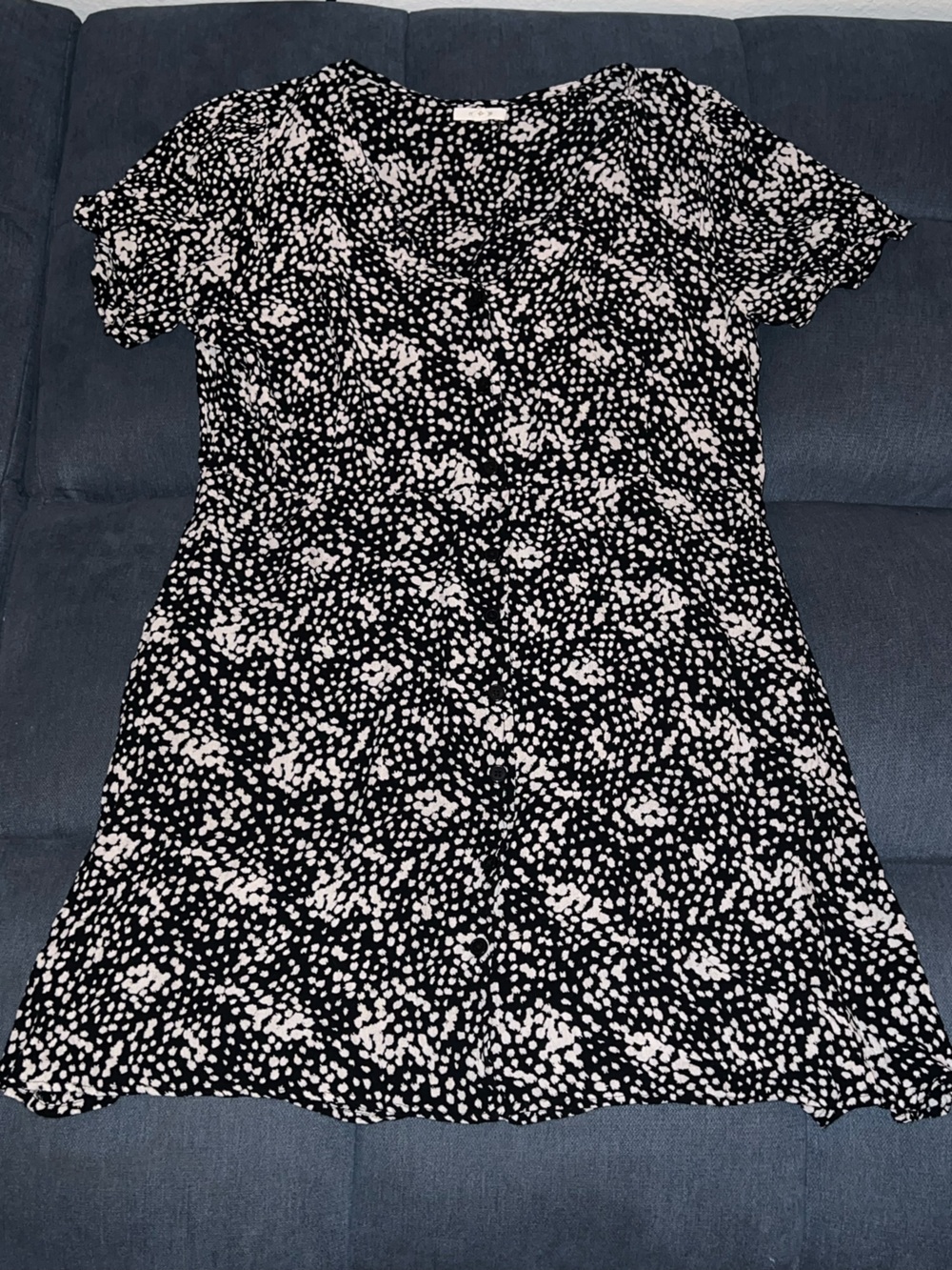 Black and White Printed Button Up Dress